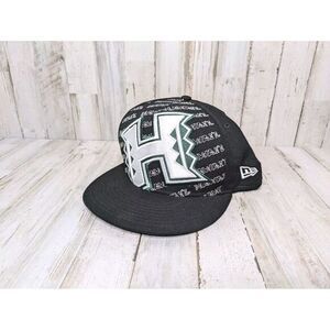 New Era 59Fifty Hawaii Rainbow Warriors Fitted Hat 7 5/8 Cap Large Logo Spellout